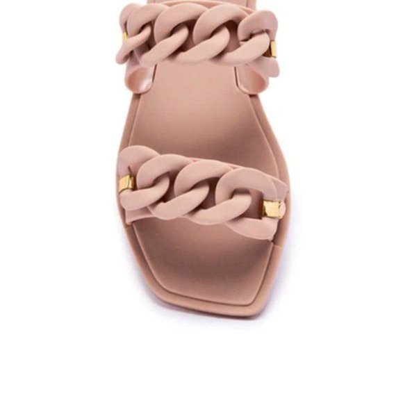 !! NEW !! Jelly Slide Sandals with Chain Detail in Matte White - Picture 11 of 11